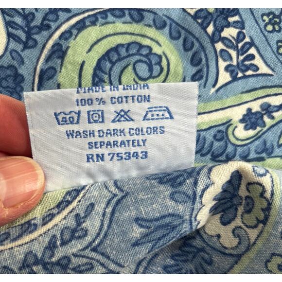 April Cornell napkins (4) blue & sage green paisley print squares 100% cotton - Picture 4 of 6